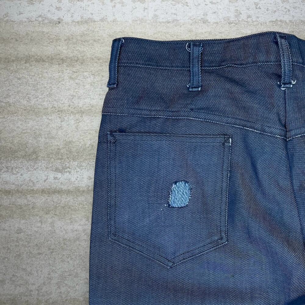 True Vintage 70s Perma Prest Dress Pants 36x32 Bootcut Flared Fit Dark Blue - Picture 3 of 5